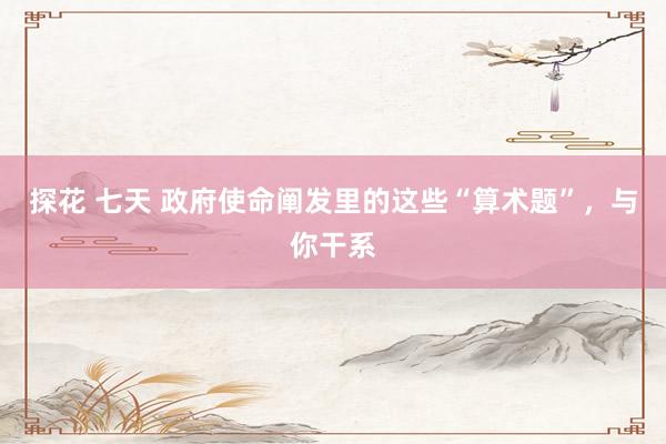 探花 七天 政府使命阐发里的这些“算术题”，与你干系