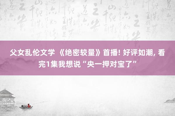父女乱伦文学 《绝密较量》首播! 好评如潮， 看完1集我想说“央一押对宝了”