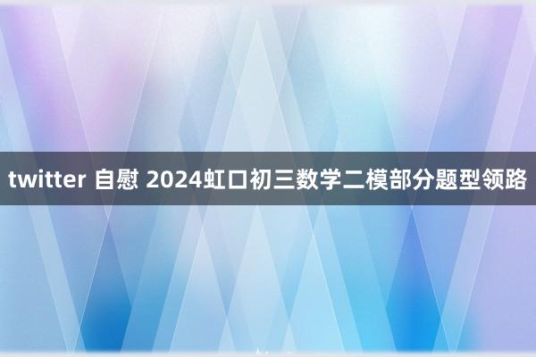 twitter 自慰 2024虹口初三数学二模部分题型领路