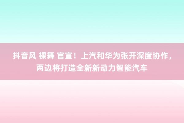 抖音风 裸舞 官宣！上汽和华为张开深度协作，两边将打造全新新动力智能汽车